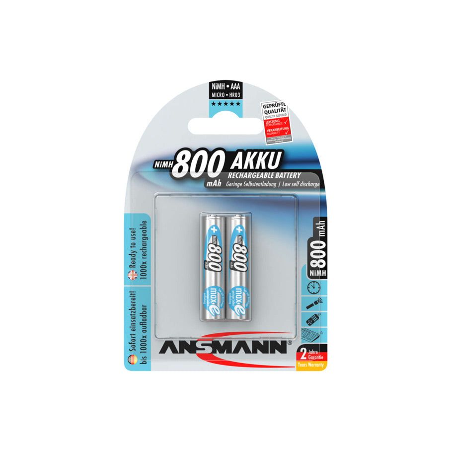 Batterie ansmann nimh batteria micro aaa 800 mAh 2 pezzi