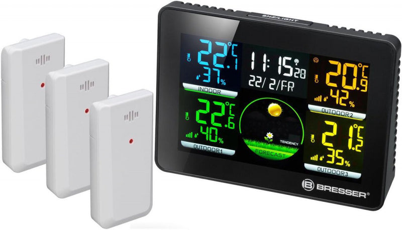 Bresser Weather Station Thermo Hygro Quadro NLX 17 cm Nero 4 pezzi