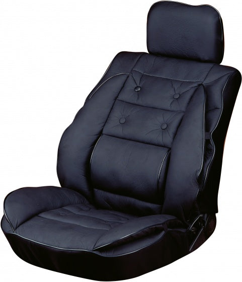 Cojín de silla con soporte lumbar 95 x 50 cm negro