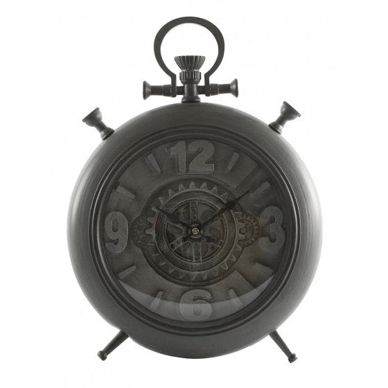 Reloj de mesa de laderas de alta punta 29 x 39 x 7.7 cm de acero gris