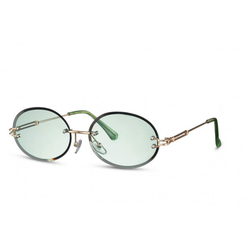 Occhiali da sole da sole ovali randloos gatto. 2 verde oro