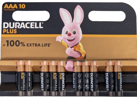 Duracell Plus Alkaline Mini Penlite LR03 AAA Pack 10 pezzi