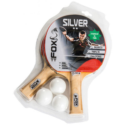 Fox TT Silver a 2 stelle tavolo set da tennis a 23 cm in gomma in legno a 5 pezzi