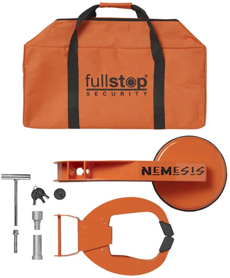 Fullstop Nemesis Wheel Clamp de acero universal naranja