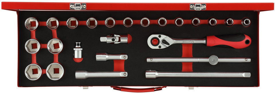 Gedore Red Dops Set 1 2 pulgadas SW 10-32 mm de plata de 24 piezas