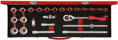 Set di dops rosso gedore 1 2 pollici SW 10-32 mm in argento 24 pezzi