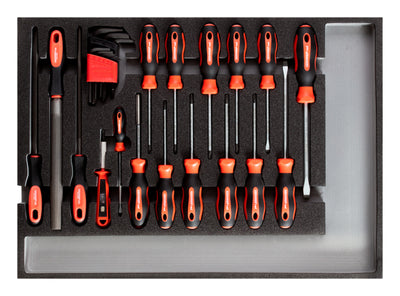 Destornilladores de juego de herramientas rojo Gedore y Vijlen de 26 piezas