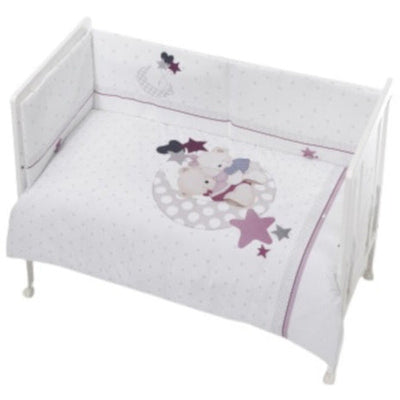 Interbaby Bedtextielset Maan 70 x 140 katoen wit roze 3-delig