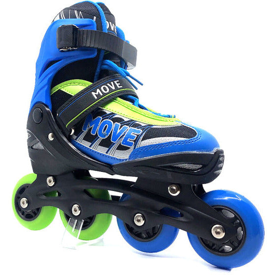 Move Inline skates Fast semi-softboot verstelbaar blauw groen maat 30-33