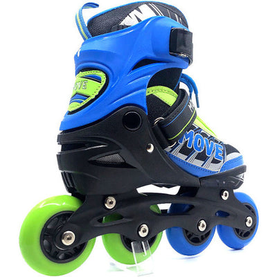 Move Inline skates Fast semi-softboot verstelbaar blauw groen maat 30-33