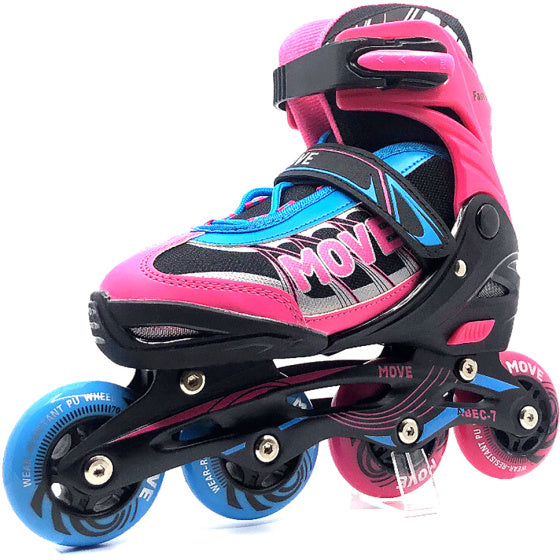 Pattini in linea veloce semi-softboat regolabile blu rosa dimensione 38-41
