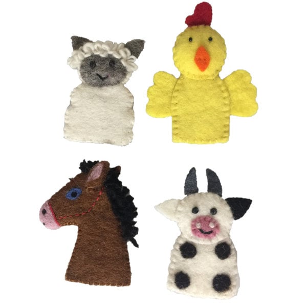 Papoose Toys Animal Animal Finger Puppets 4pc