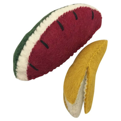 Banana della frutta di giocattoli a papoose, fetta di anguria