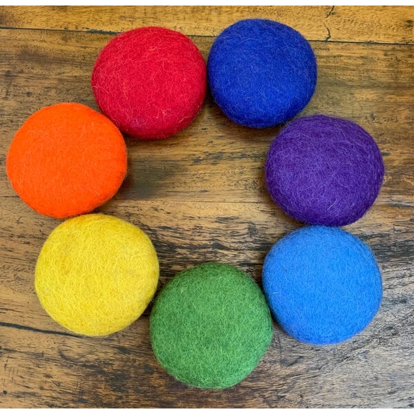 Giocattoli papoose Rainbow 5 cm Felt Balls 7pc