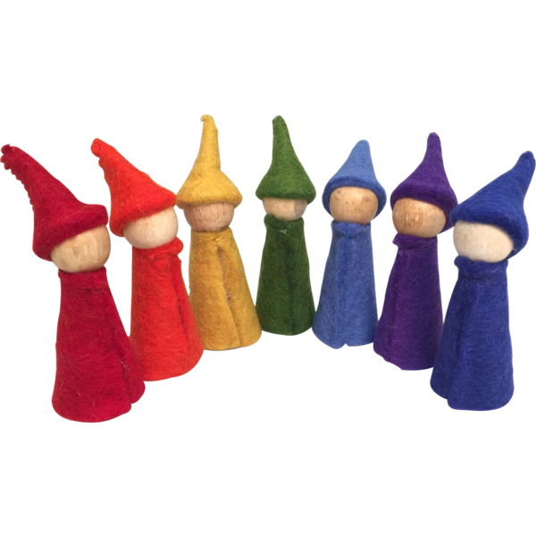 Papoose juguetes arcoiris gnomos 7 cuerpos de madera