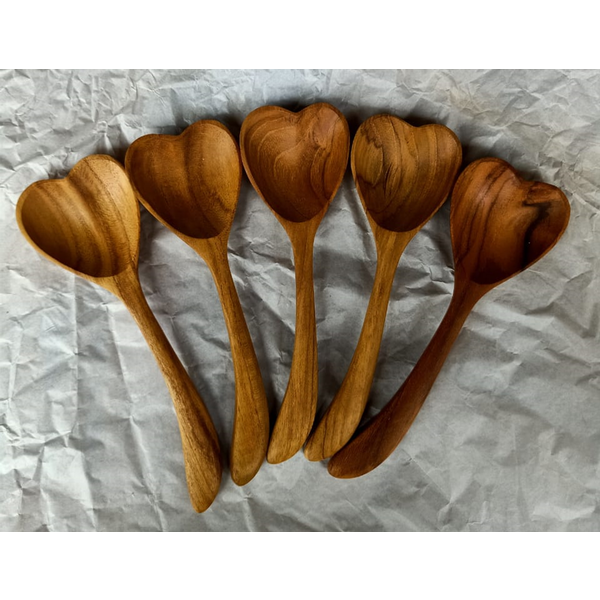 Papoose Joys Teak Heart Spoons 6pc