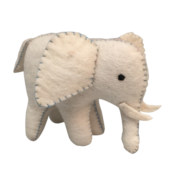 Papoose juguetes blancos elefante azul costuras