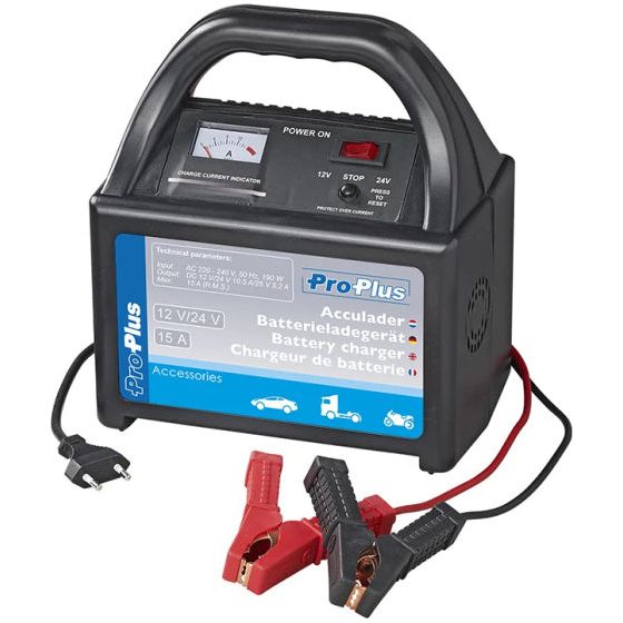 Caricatore della batteria Proplus 12 24 Volt 15 Ampère 30-300 Ah Nero