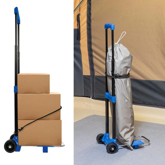 Carrello bagagli pieghevole da 30 kg in acciaio nero blu