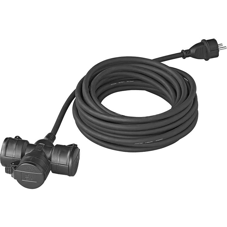 Cable de extensión Schuko 3 veces 20 metros 3x1.5 mm² negro