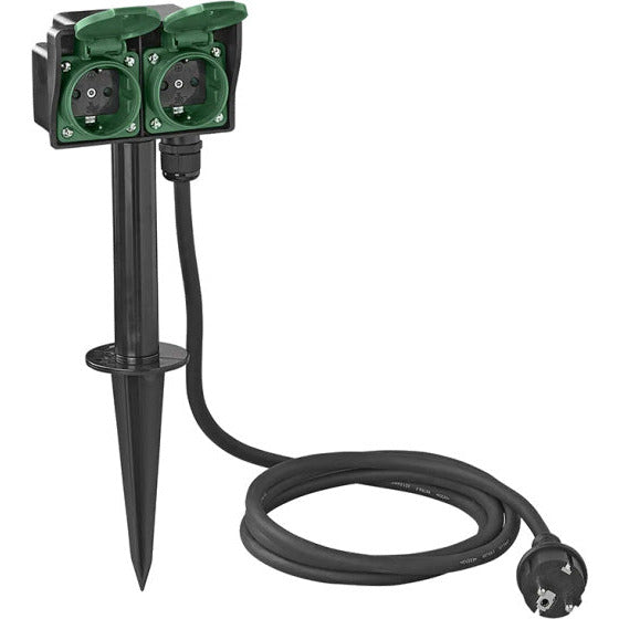 Garden Socket Schuko 2 volte 2 metri 3x2,5mm² nero