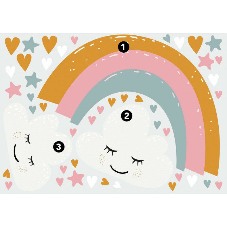Compañeros de cuarto pegatina de pared corazones arcoiris 112 cm vinilo 47 piezas