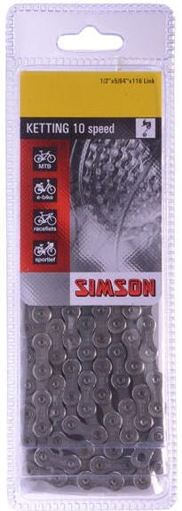 Simson Ketting Derailleur 10 - fietsketting 10-speed, anti-roest coating, 116 schakels, 1 2 X5 64