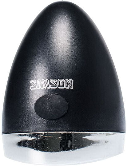 Simson voorvorkkoplamp Classic Mini zwart incl. bat. op kaart