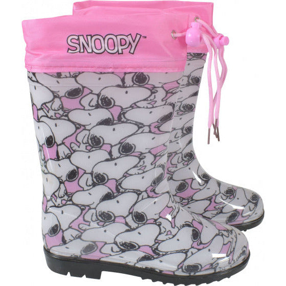 Stivali da pioggia di arachidi Snoopy Girls Pvc Pink White Times 26-27