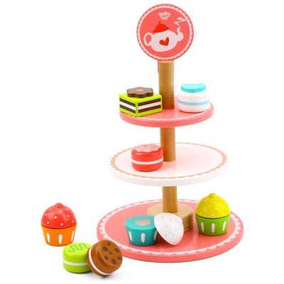 Toky giocattolo etagère con pasta 12 pezzi rosa bianco