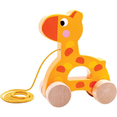 Tooky toy Giraffe Houten Trekfiguur 18 maanden Geel Oranje