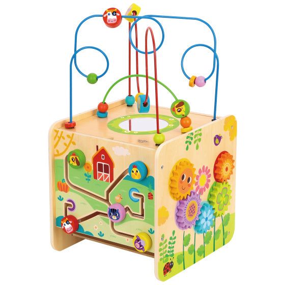 TOKY GOEK HOUTEN ATTIVITÀ CUBE CUBE FARM 18 MESE 2 parti