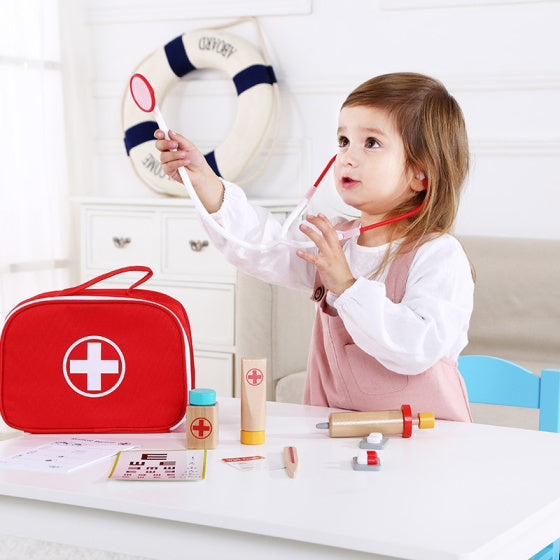 Tooky toy Little Doctor Houten Speelset Rood 11-delig