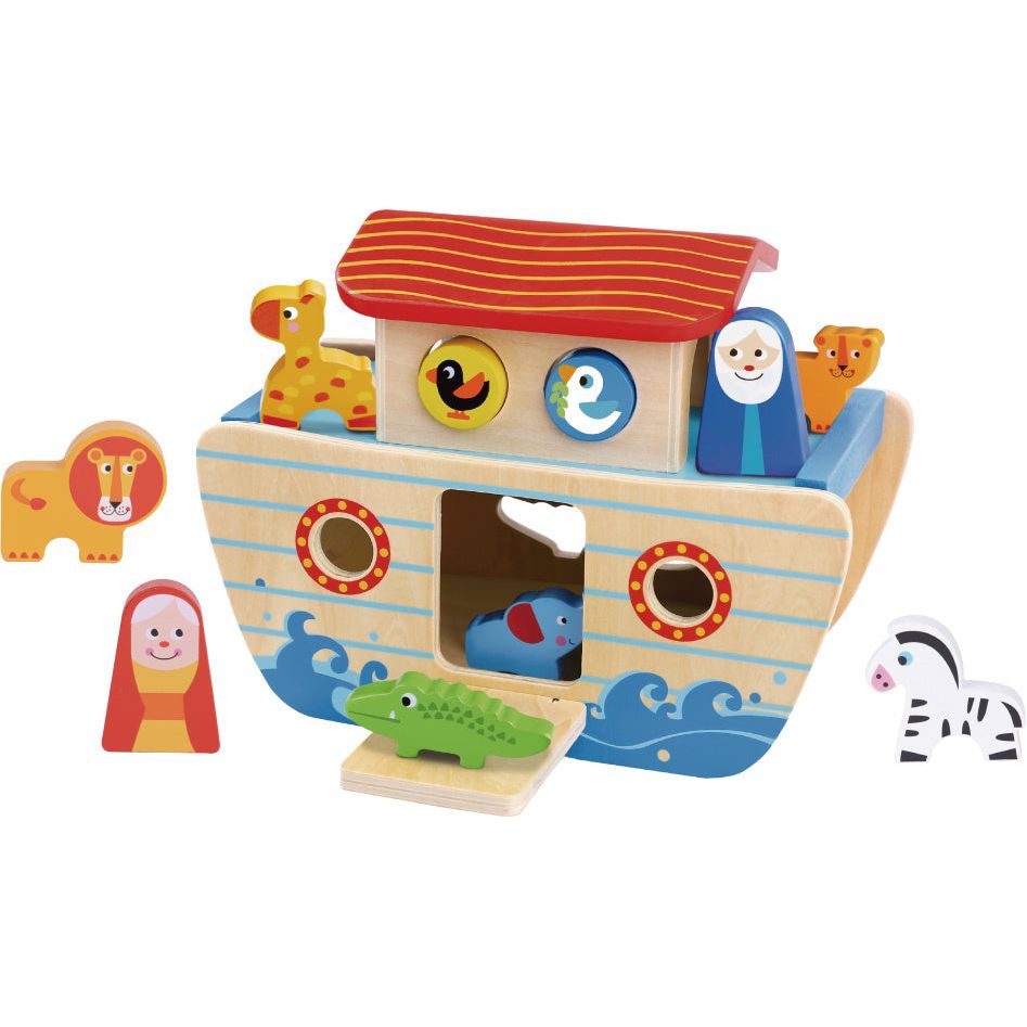 Toky Toky Noah's Ark Houten Vormboot 24 mesi 18 pezzi