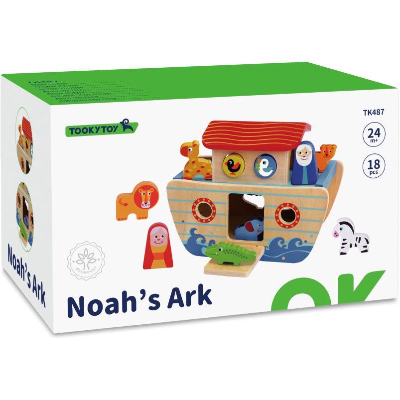 Toky Toky Noah's Ark Houten Vormboot 24 mesi 18 pezzi