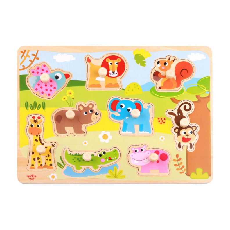 Toky Toy Educational Forma de madera de madera animales de 10 piezas