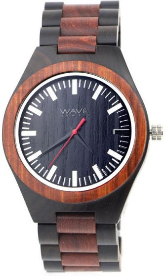 Wave hawaii Horloge Citizen Miyota heren 4,5 cm hout zwart bruin