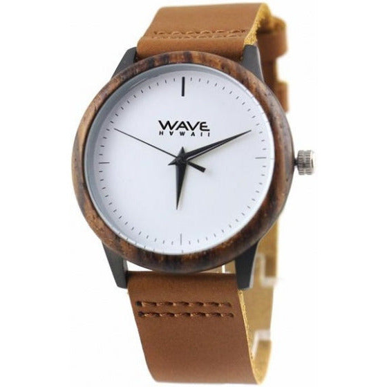 Wave Hawaii Watch Zebra Ladies da 4 cm in pelle in legno marrone